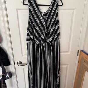 Ava & Viv Black and White Striped Jumpsuit